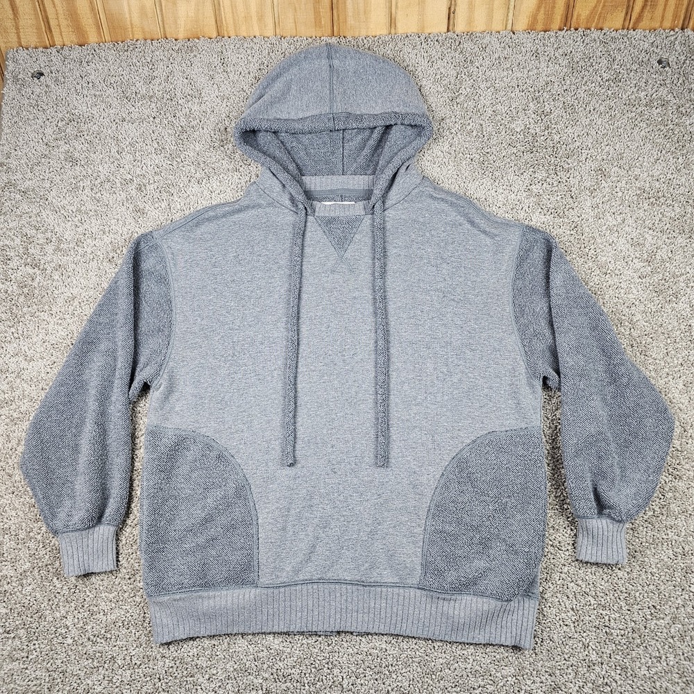 Aerie Hoodie Womens S Gray Mixed Texture Boucle Terry Oversized Pullover Soft
